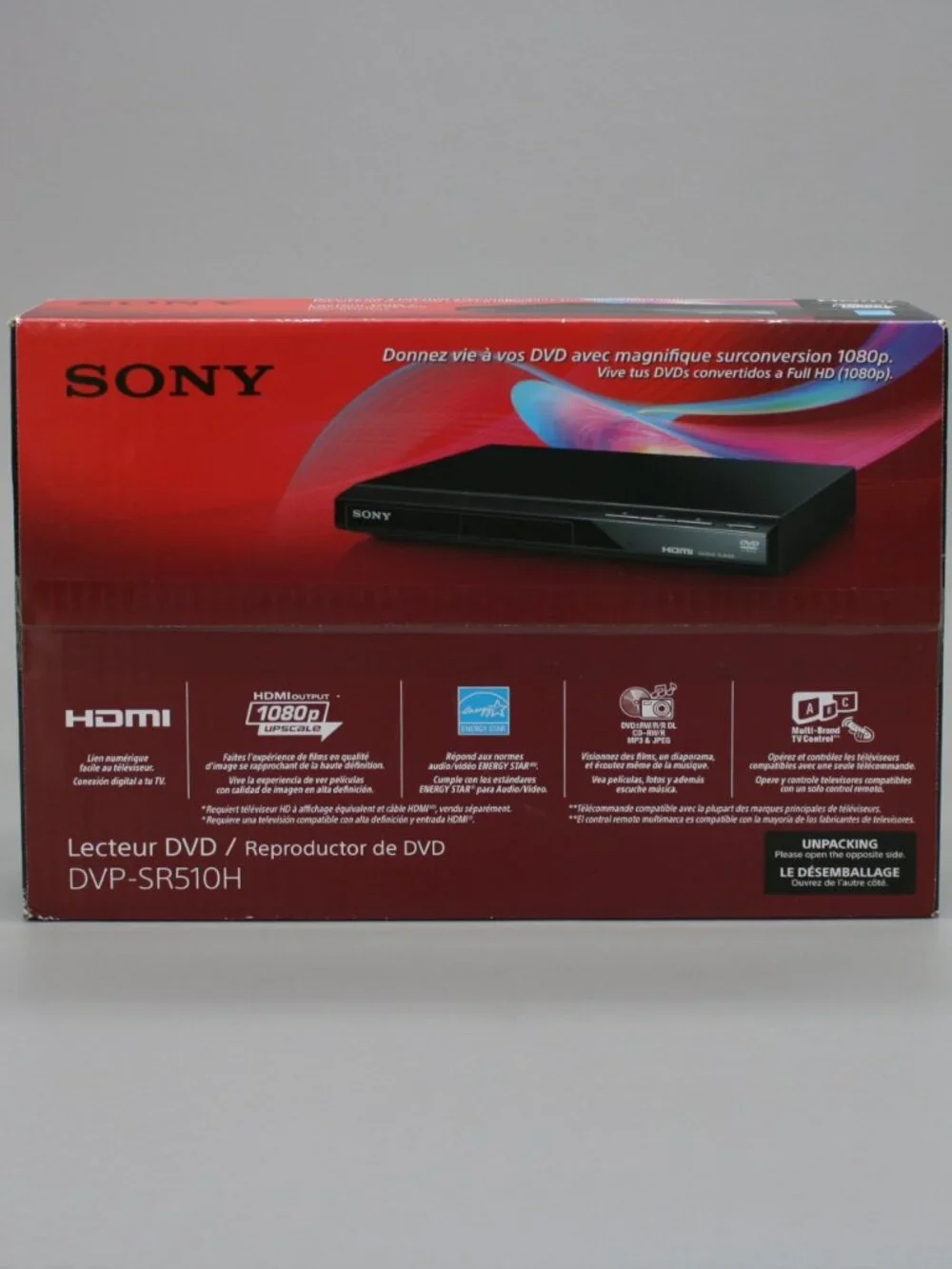 NEW Sony DVD Player 1080p HD Upconversion/Upscaling HDMI Remote Dolby DVP-SR210P